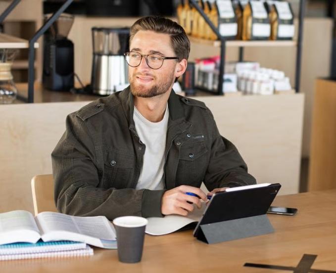 Student in coffee shop
