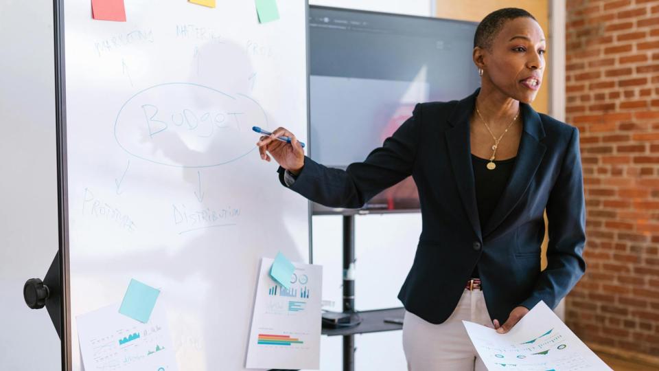 Woman giving presentation