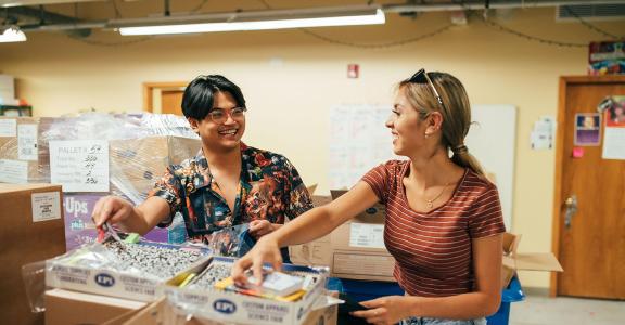 CU Denver students processing donations