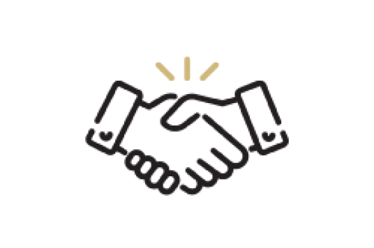 Black and gold line icon of handshake